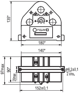 Габаритные размеры реле РЗД-3М1 (2; 3)